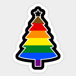 Christmas Tree LGBT Flag People of Color PRIDE Rainbow Sticker